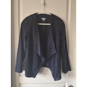 J. Jill Women Medium Petite Cardigan Faux Suede Open Front Waterfall Coastal